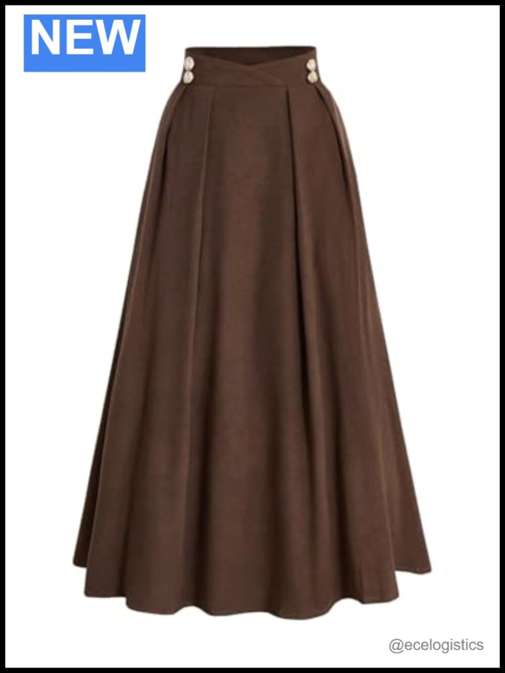 Elegant High Waist Pleated Maxi Skirt with Pockets, A-Line, Flowy Business